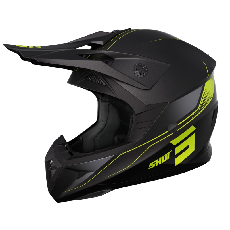 Casco da motocross per moto Shot Pulse Edge nero-giallo fluo opaco Saldi