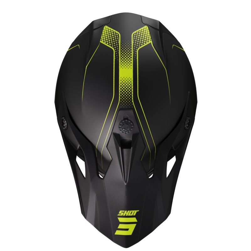 Casco da motocross per moto Shot Pulse Edge nero-giallo fluo opaco Saldi