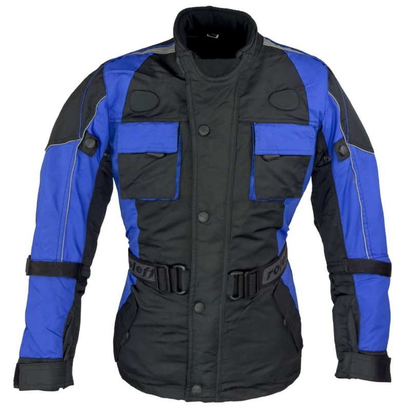 Giacca da moto da bambino Roleff Taslan nero e blu