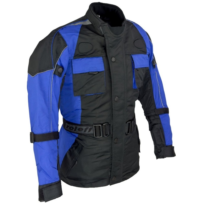 Giacca da moto da bambino Roleff Taslan nero e blu