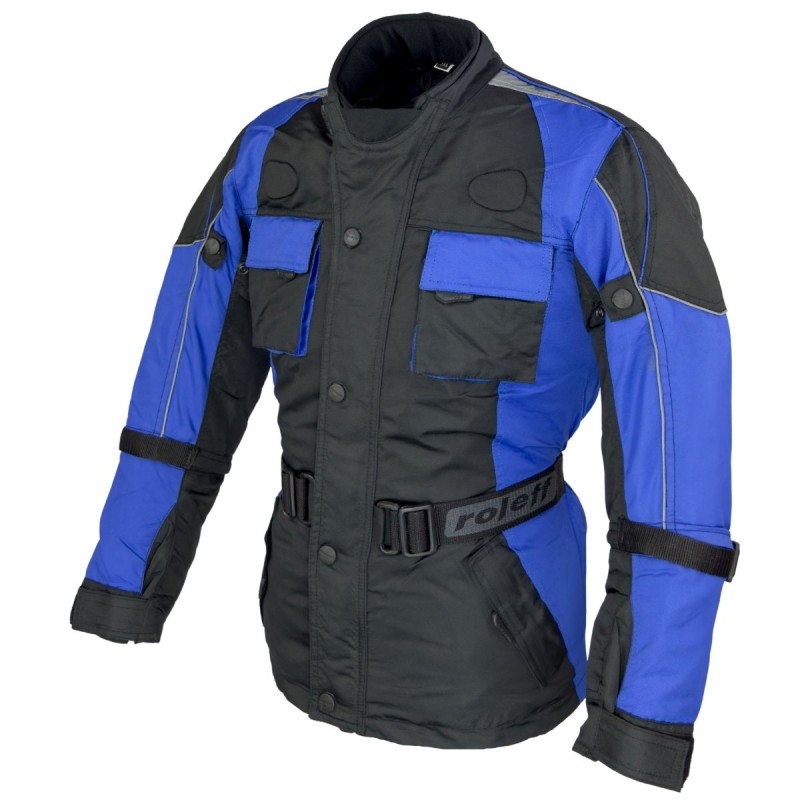 Giacca da moto da bambino Roleff Taslan nero e blu