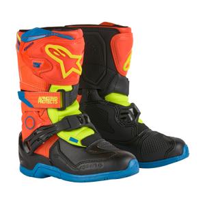 Alpinestars Tech 3S Kids 2024 Arancione fluo-Blu-Giallo fluo-Nero Stivali da moto per bambini
