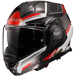 Casco moto flip-up LS2 FF901 Advant X Spectrum nero-bianco-rosso
