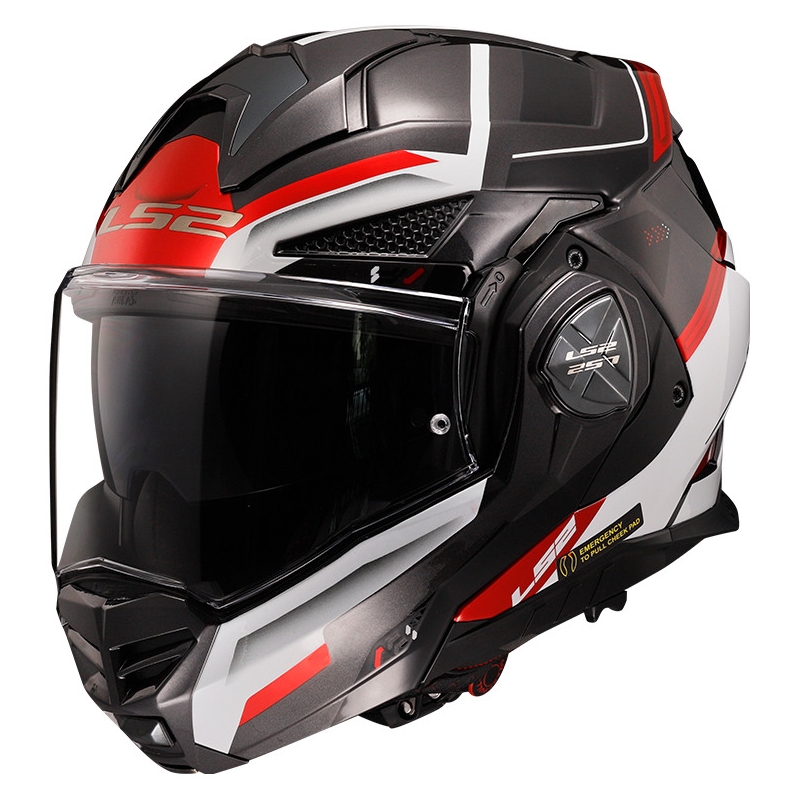 Casco moto flip-up LS2 FF901 Advant X Spectrum nero-bianco-rosso