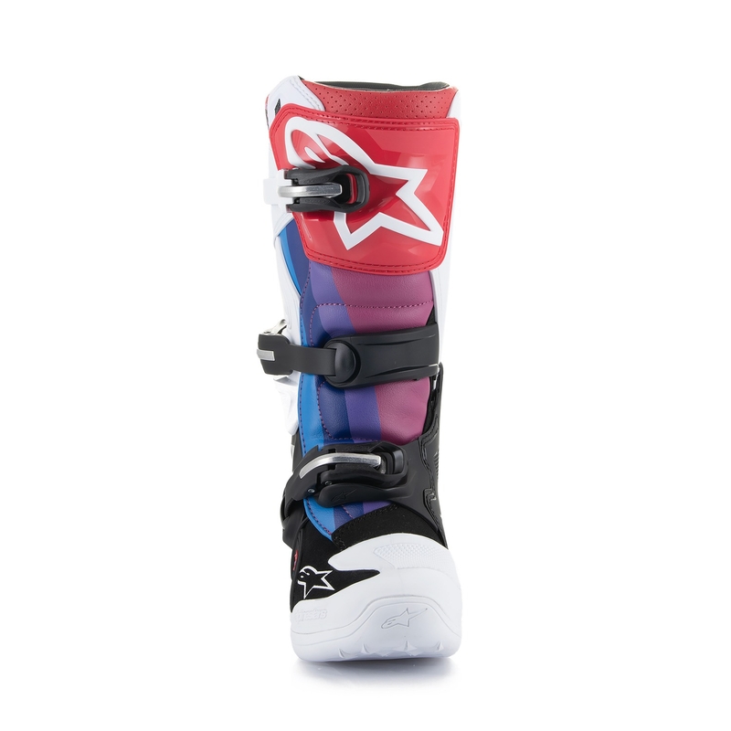 Stivali da motocross Alpinestars Tech 7 S per bambini, bianchi, neri, rossi, blu e viola
