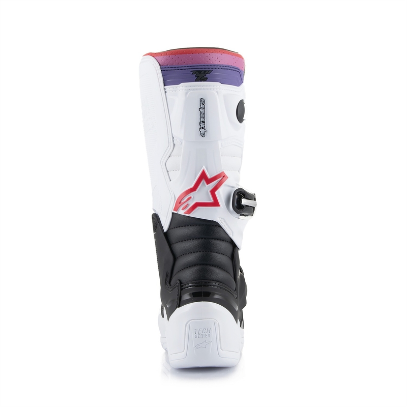 Stivali da motocross Alpinestars Tech 7 S per bambini, bianchi, neri, rossi, blu e viola