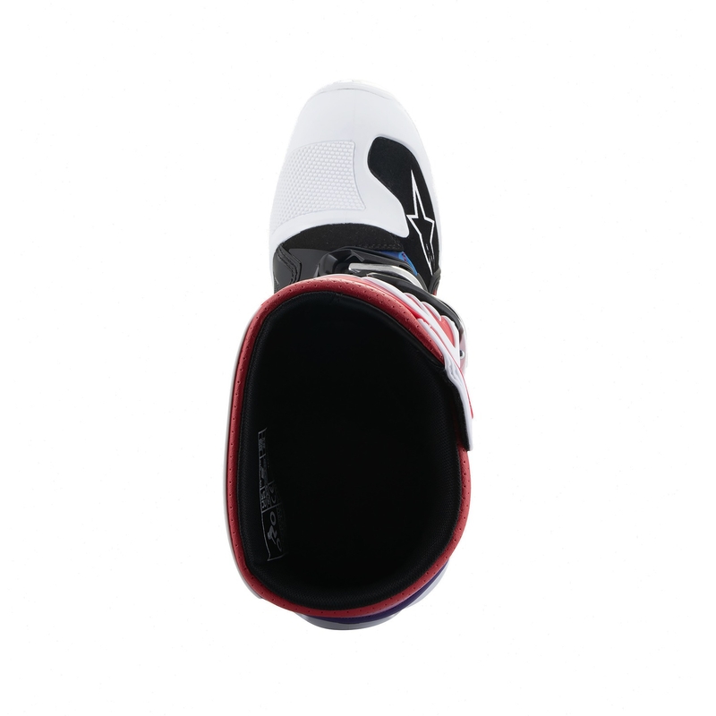 Stivali da motocross Alpinestars Tech 7 S per bambini, bianchi, neri, rossi, blu e viola
