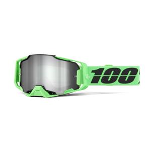 Occhiali da motocross 100% ARMEGA ANZA 2 verde (plexi argento specchiato)