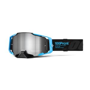 Occhiali da motocross 100% ARMEGA Barely 2 blu-nero (plexi argento specchiato)