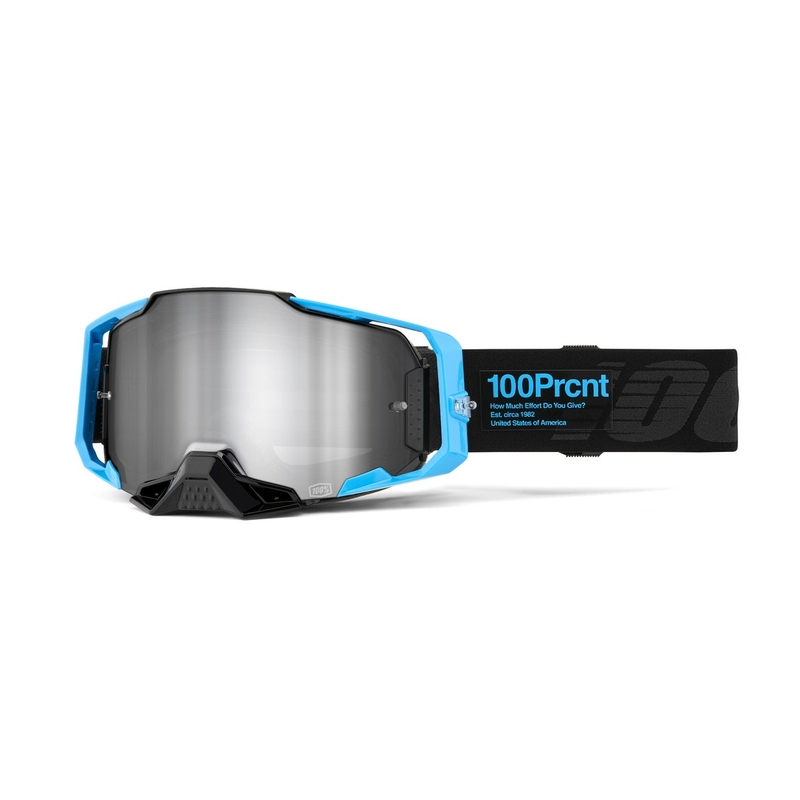 Occhiali da motocross 100% ARMEGA Barely 2 blu-nero (plexi argento specchiato)