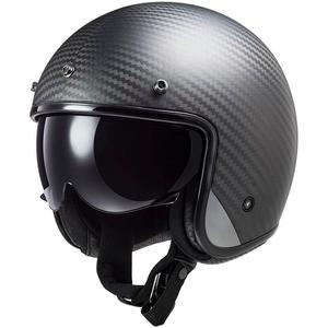 Casco moto jet LS2 OF601 Bob II Carbon Solid nero opaco
