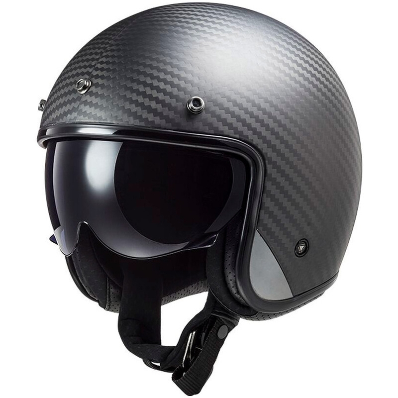 Casco moto jet LS2 OF601 Bob II Carbon Solid nero opaco