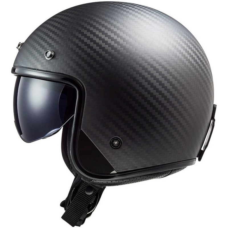Casco moto jet LS2 OF601 Bob II Carbon Solid nero opaco