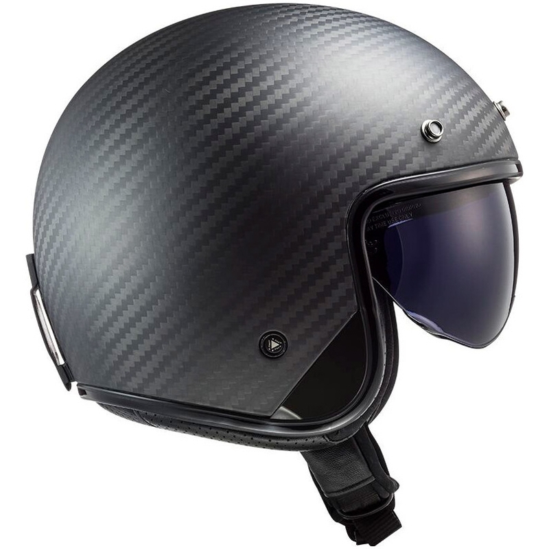 Casco moto jet LS2 OF601 Bob II Carbon Solid nero opaco