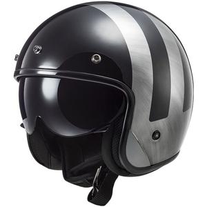 Casco moto jet LS2 OF601 Bob II Lines jeans nero lucido