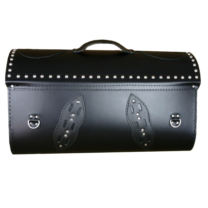 RSA K22 Black Demon Borsa da moto in pelle nera con rivetti 42 l
