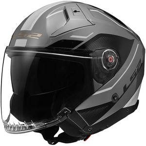 Casco moto aperto LS2 OF603 Infinity II Veyron grigio e bianco