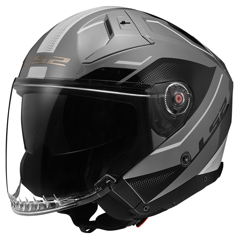 Casco moto aperto LS2 OF603 Infinity II Veyron grigio e bianco