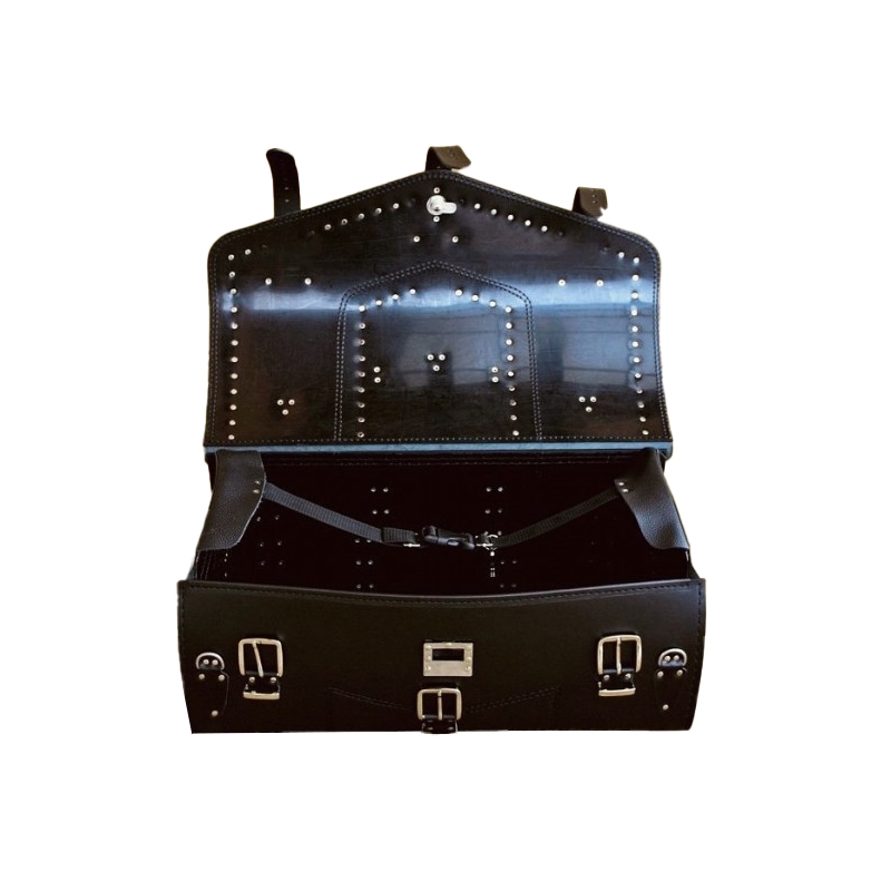 Borsa in pelle con serratura RSA K182 nera con rivetti 57 l