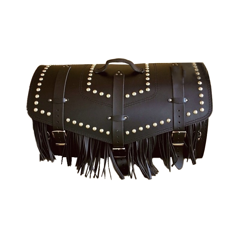 Borsa in pelle con serratura RSA K182 nera con frangia 57 l