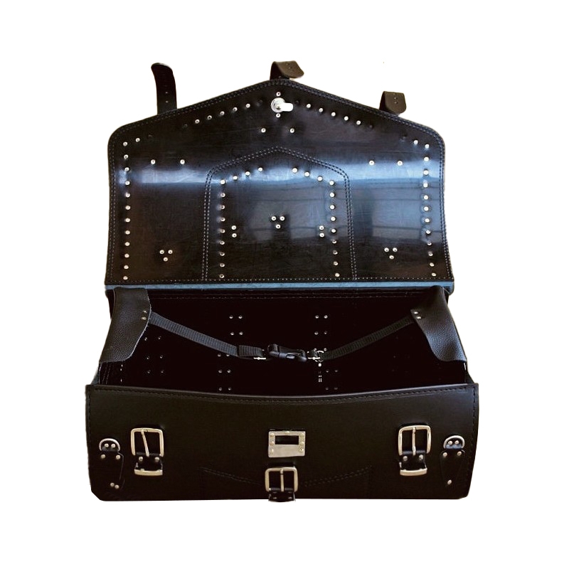 Borsa in pelle con serratura RSA K182 nera con frangia 57 l