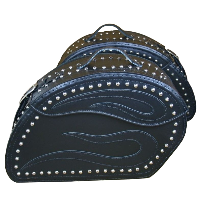 Borse da moto in pelle RSA S152 nero con rivetti 18 l