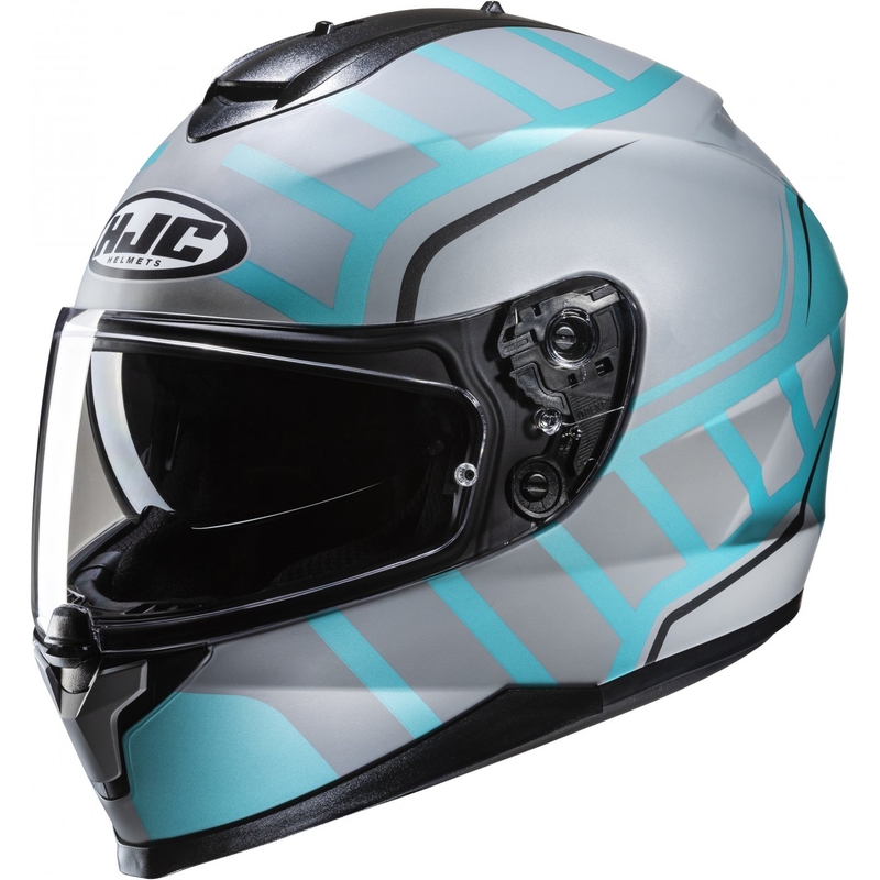 Casco moto integrale HJC C70N Holt MC4SF grigio-turchese