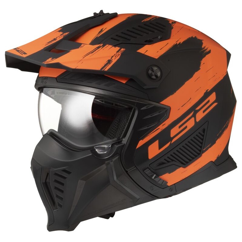 Casco moto LS2 OF606 Drifter Mud nero-arancio opaco