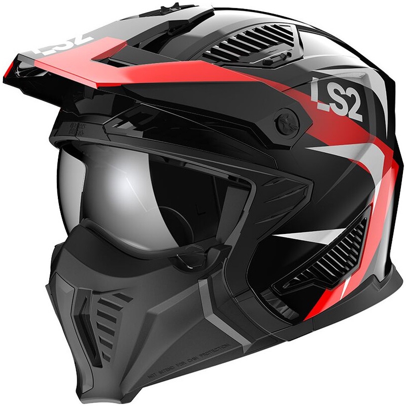 Casco moto LS2 OF606 Drifter Triality nero-rosso