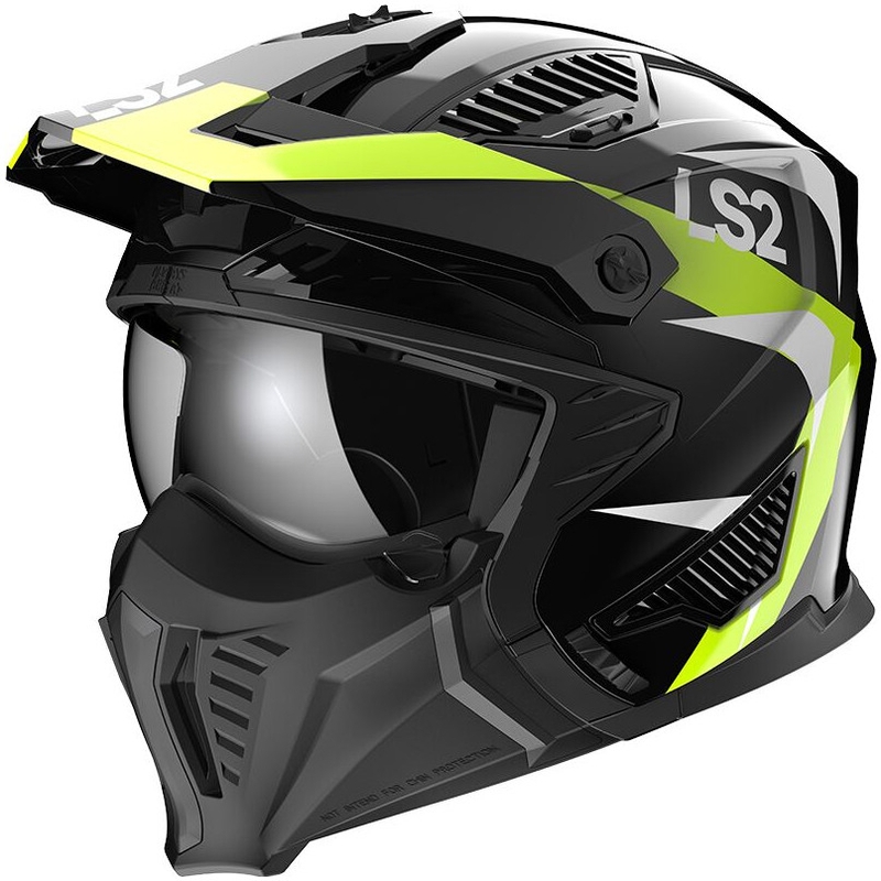 Casco moto LS2 OF606 Drifter Triality nero-giallo fluo