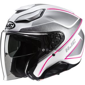 Casco moto aperto HJC F31 Ludi MC8 bianco-grigio-rosa