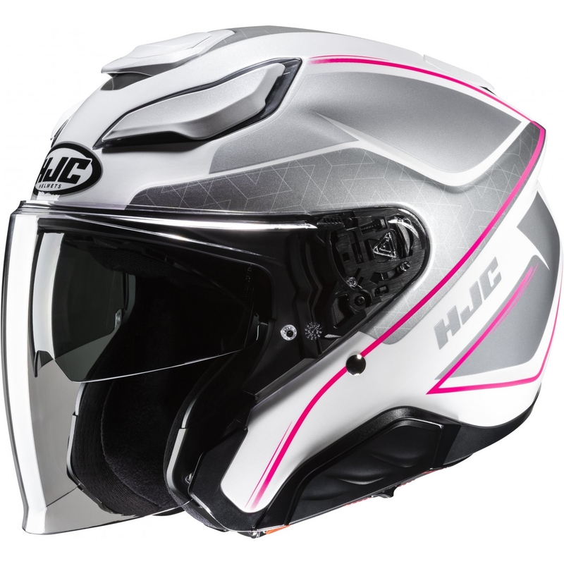 Casco moto aperto HJC F31 Ludi MC8 bianco-grigio-rosa