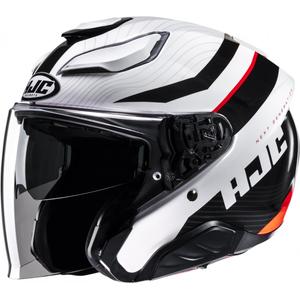 Casco moto aperto HJC F31 Naby MC1 bianco-nero-rosso