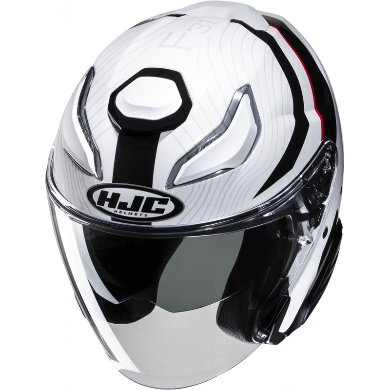 Casco moto aperto HJC F31 Naby MC1 bianco-nero-rosso