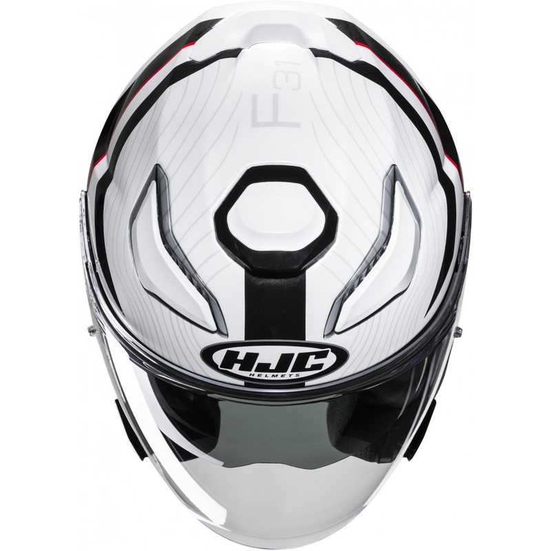 Casco moto aperto HJC F31 Naby MC1 bianco-nero-rosso