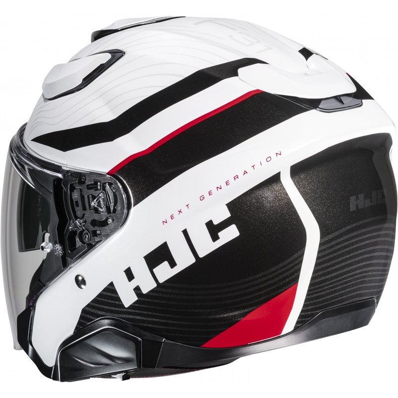 Casco moto aperto HJC F31 Naby MC1 bianco-nero-rosso