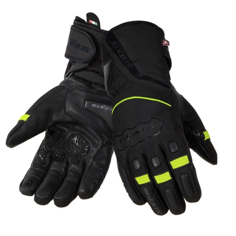 Guanti moto SEVENTY DEGREES SD-T7 nero-giallo fluo