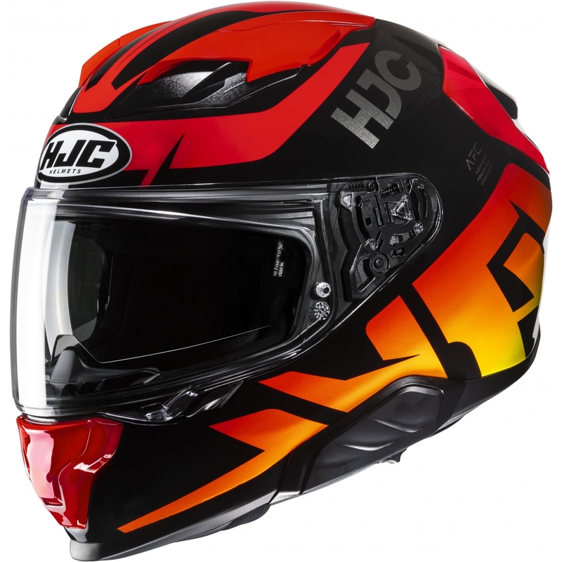 Casco moto integrale HJC F71 Bard MC1 nero-rosso-arancione