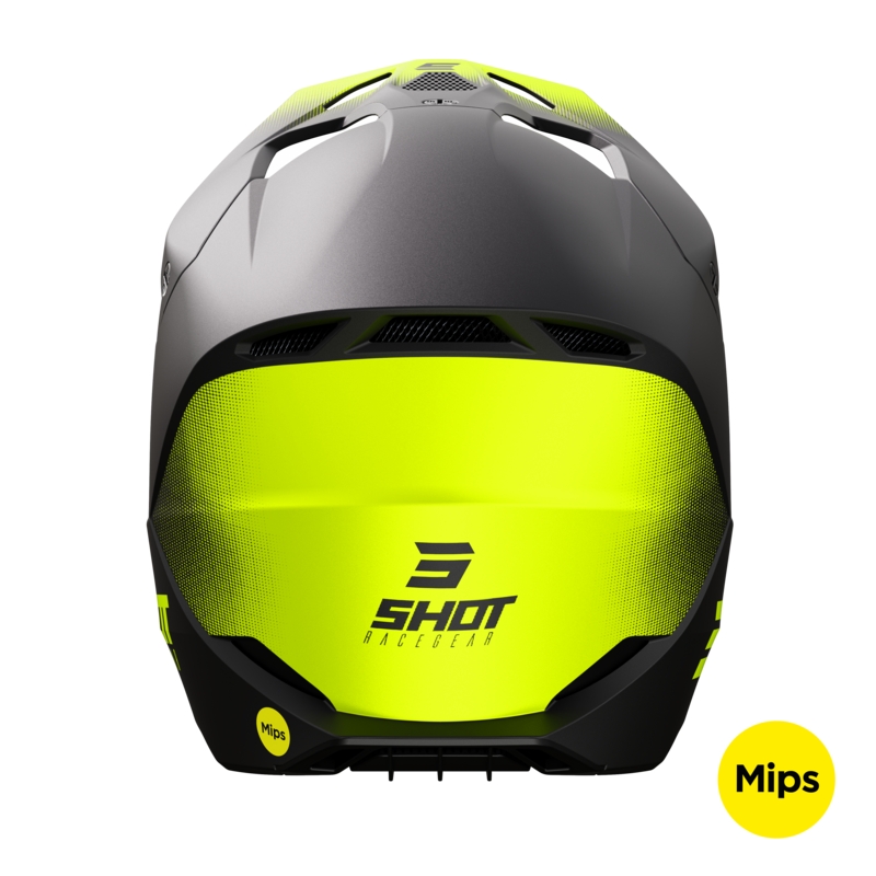 Casco da motocross Shot Race Raw nero-giallo fluo opaco Saldi