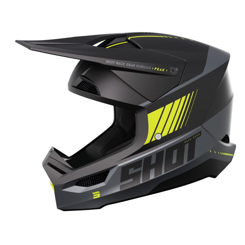 Casco da motocross Shot Furious Peak grigio-giallo fluo opaco