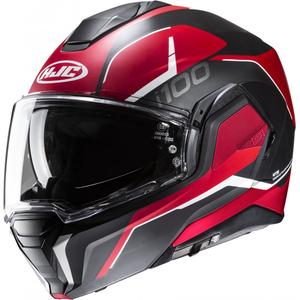 Casco da moto HJC i100 Lorix MC1SF nero e rosso flip-up