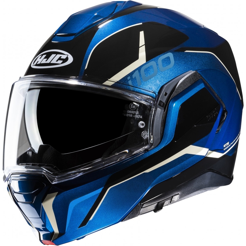 Casco moto HJC i100 Lorix MC2 nero-bianco-blu flip-up