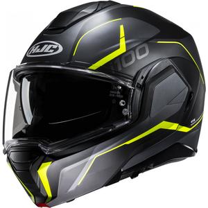 Casco moto HJC i100 Lorix MC3HSF nero-grigio-giallo flip-up