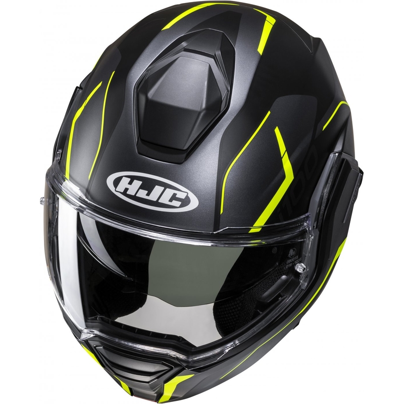 Casco moto HJC i100 Lorix MC3HSF nero-grigio-giallo flip-up