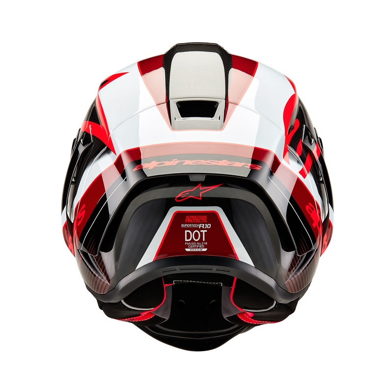 Casco moto integrale Alpinestars Supertech R-10 Team in carbonio rosso e bianco