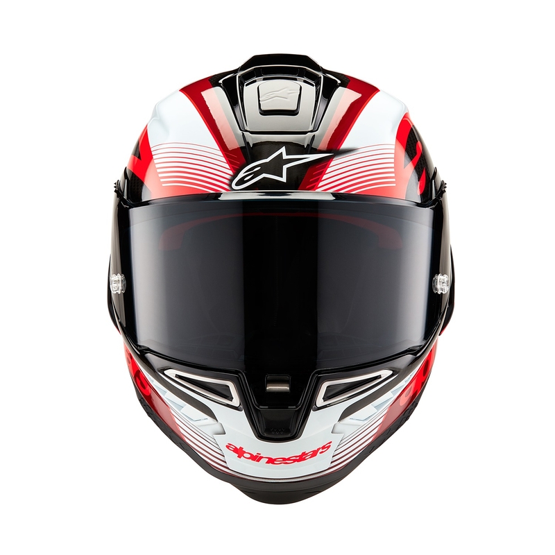 Casco moto integrale Alpinestars Supertech R-10 Team in carbonio rosso e bianco
