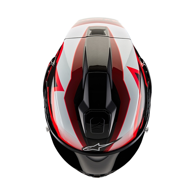 Casco moto integrale Alpinestars Supertech R-10 Team in carbonio rosso e bianco