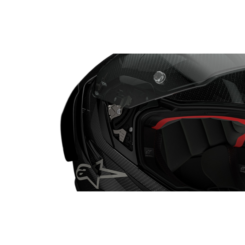 Casco moto integrale Alpinestars Supertech R-10 Team in carbonio rosso e bianco