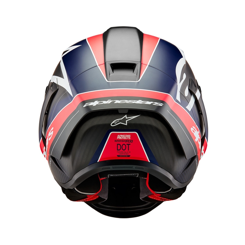 Alpinestars Supertech R-10 Team 2024 carbonio fluo rosso-blu-bianco opaco casco moto integrale