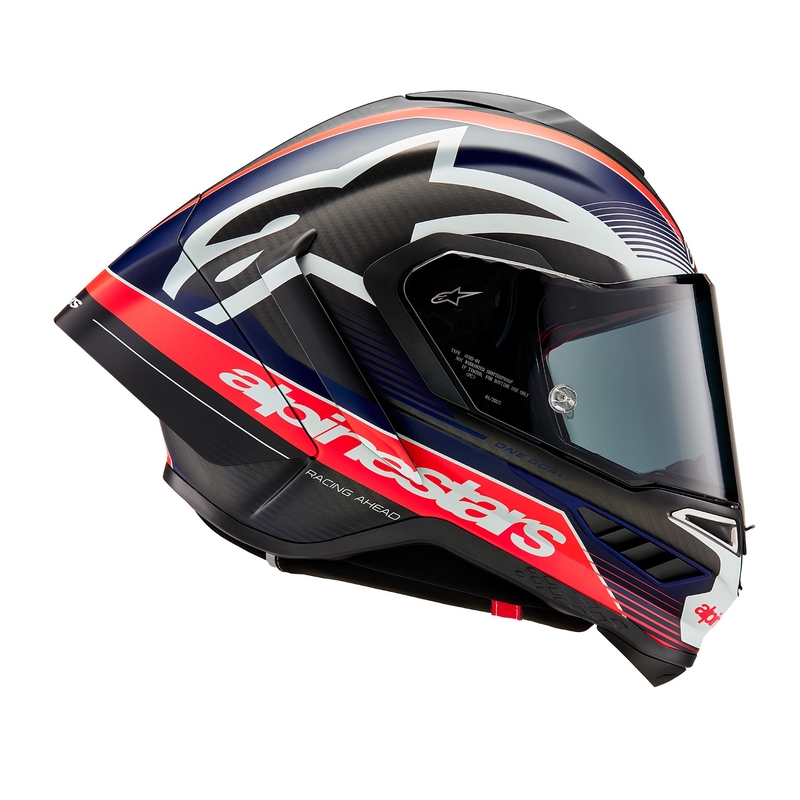 Alpinestars Supertech R-10 Team 2024 carbonio fluo rosso-blu-bianco opaco casco moto integrale